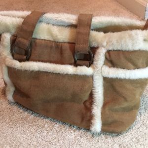 Faux Sheep Skin Suede Purse Tote Like NEW